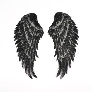 Nažehlovačka flitrovaná křídla 33,5 cm černá