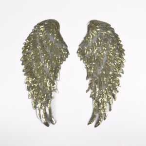 Nažehlovačka flitrovaná křídla 33,5 cm zlatá