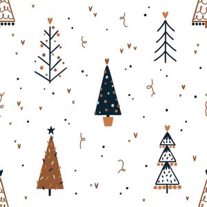 Látka bavlna premium karamelové vánoční stromky