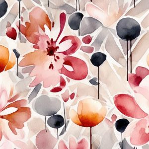 Zbytek - Bavlna premium Takoy akvarelové květiny Aiva