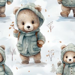Zbytek - Bavlna premium Takoy zimní medvídek Momo