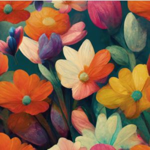 Zbytek - Hladký šifon/silky květy malba
