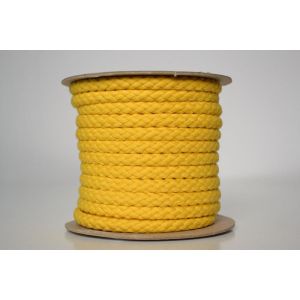 Zbytek - Pletená bavlněná šňůra žlutá 1 cm premium