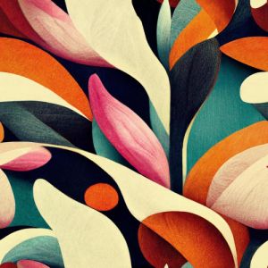 Zbytek - Viskózové plátno 150 cm abstraktní květy oblé