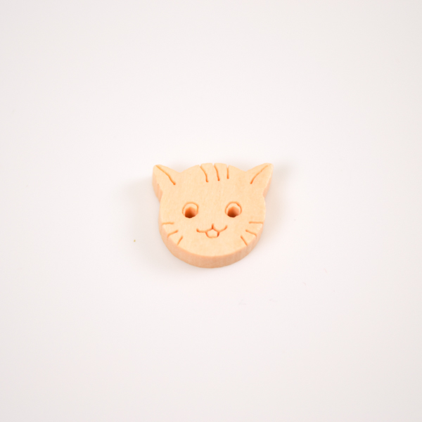 Levně Dřevěný knoflík Handmade kočička - balení 10 ks